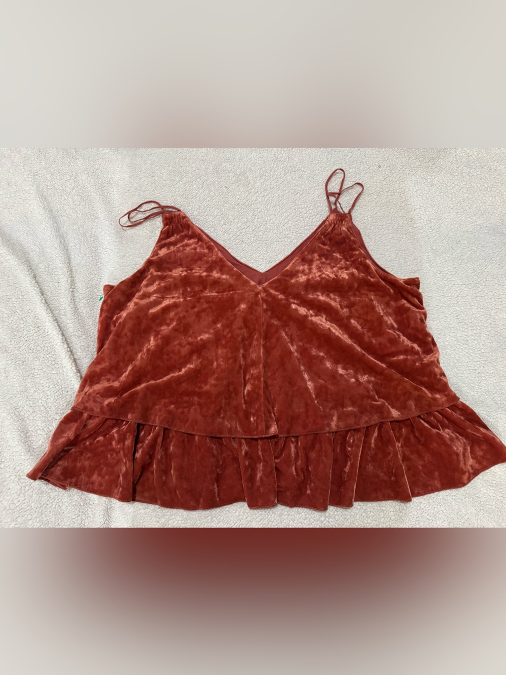 Aerie Rust Velvet Ruffle Cami Top - Picture 2 of 2